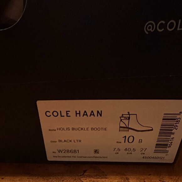 NEW! Cole Haan Holis Block Heel Buckle Black Leather Ankle Bootie Size 10B NIB - Picture 3 of 9